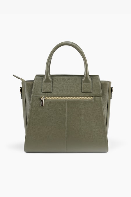 Buy Tan & Loom Green Textured Leather Pebble Grain Handbag Online at Aza Fashions Buy_Tan & Loom_Green Textured Leather Pebble Grain Handbag _Online_at_Aza_Fashions