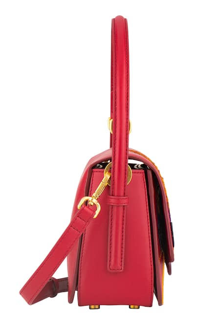 Buy_Aranyani_Red Embroidered Flower Hand Bag_Online_at_Aza_Fashions