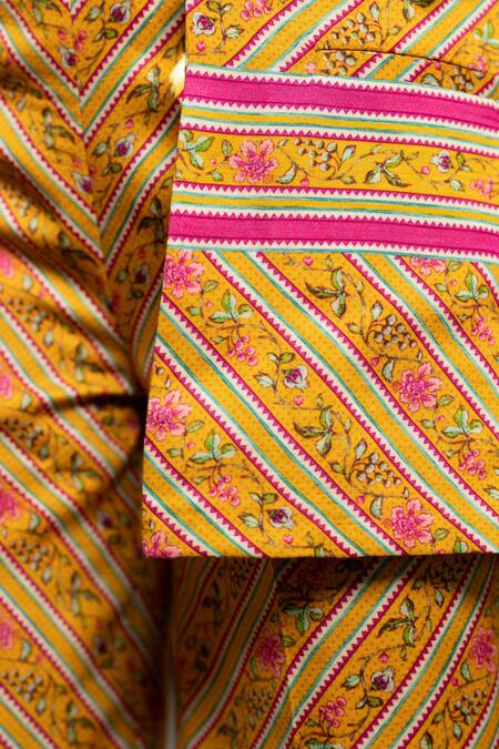 Buy Irrau By Samir Mantri Multi Color Linen, Satin Embroidery Shawl Neck Floral Print Jacket And Pant Set Online at Aza Fashions Buy_Irrau By Samir Mantri_Multi Color Linen, Satin Embroidery Shawl Neck Floral Print Jacket And Pant Set _Online_at_Aza_Fashions