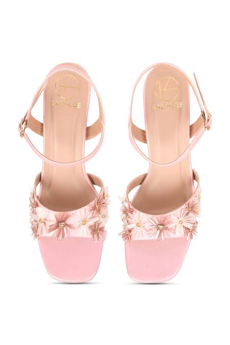 Buy_Kaltheos_Pink Embellished Thea Square Toe Heels_Online_at_Aza_Fashions