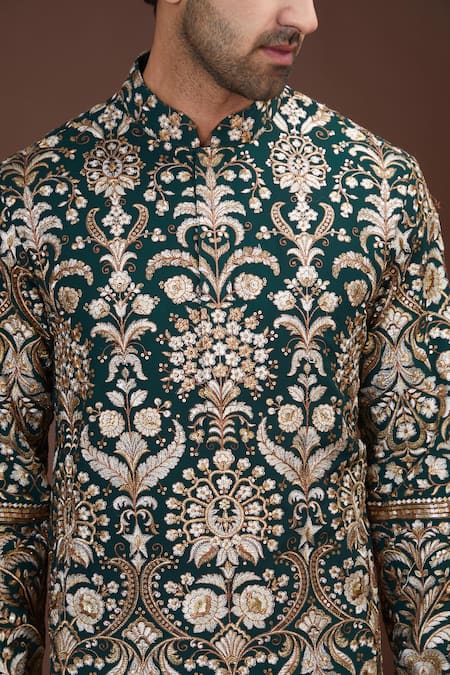 Buy Kasbah Green Georgette Embroidery Floret Kurta Online at Aza Fashions Buy_Kasbah_Green Georgette Embroidery Floret Kurta _Online_at_Aza_Fashions