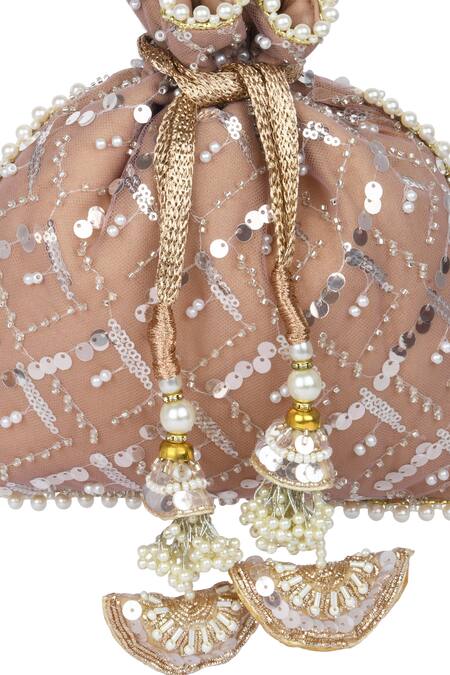 Buy_Miar Designs_Pink Sequin And Pearls Noor Embroidered Potli Bag_Online_at_Aza_Fashions