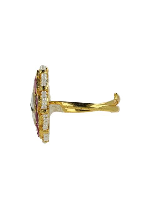 Buy Ishhaara Red Patchwork, Diamonds Ruby Embellished Ring Online at Aza Fashions Buy_Ishhaara_Red Patchwork, Diamonds Ruby Embellished Ring _Online_at_Aza_Fashions