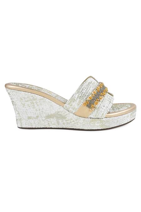 Buy_Kaltheos_White Embellished Margaret Wedges_Online_at_Aza_Fashions