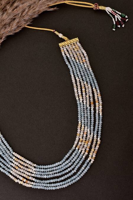 Buy_Swabhimann_Blue Beaded Layered Necklace _Online_at_Aza_Fashions