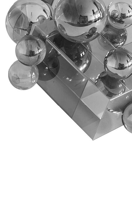 Buy_H2h_Grey Glass Bubble Block Sculpture_Online_at_Aza_Fashions