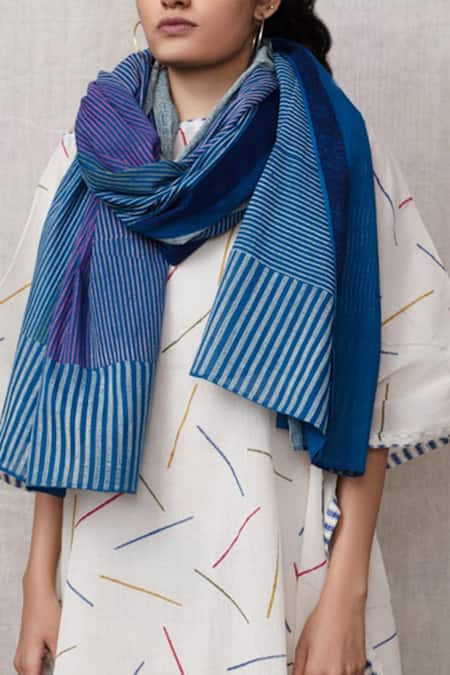 Buy_Banana Labs_Multi Color Cotton Sprinkle Asymmetric Neck Print Kaftan With Stole _Online_at_Aza_Fashions