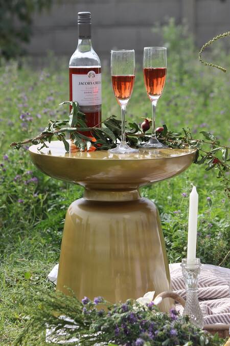 Buy_Kaksh Studio_Gold Aluminium Indiana Peg Table_Online_at_Aza_Fashions