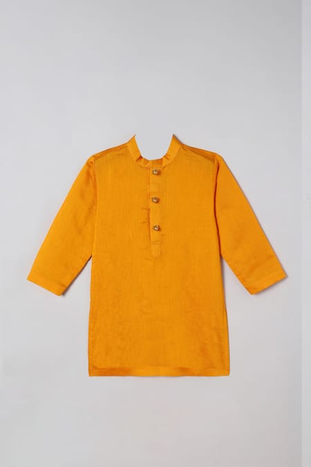 Byb Premium_Yellow Silk, Sequins, Embellished Kurta And Bundi Set _Online_at_Aza_Fashions