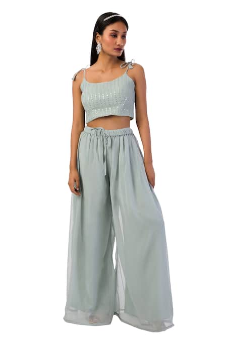 Buy Meghna Shah Blue Georgette, Chiffon Embroidery, Sequins Round Palazzo Saree With Blouse Online at Aza Fashions Buy_Meghna Shah_Blue Georgette, Chiffon Embroidery, Sequins Round Palazzo Saree With Blouse _Online_at_Aza_Fashions