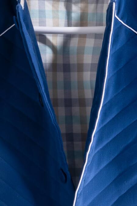 Buy Little Luxury Blue Cotton Quilted Varsity Jacket Online at Aza Fashions Buy_Little Luxury_Blue Cotton Quilted Varsity Jacket _Online_at_Aza_Fashions