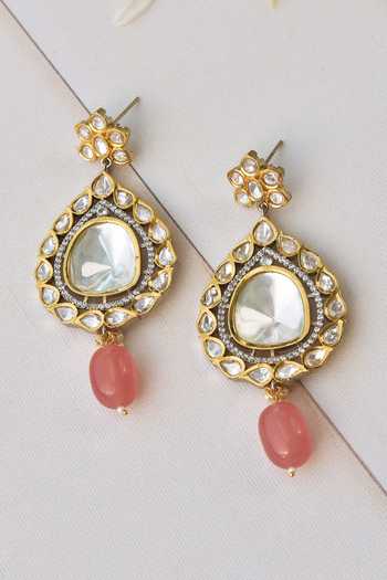 Buy_Swabhimann_Pink Diamonds, Beads Pearl Shaped Danglers _Online_at_Aza_Fashions