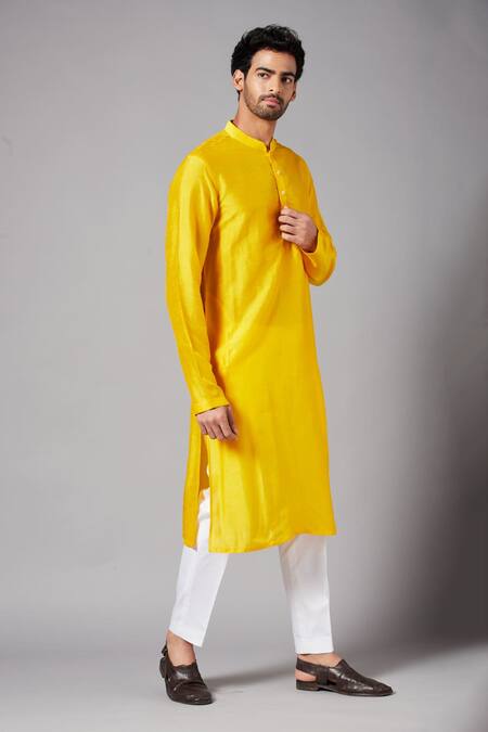 Buy Hilo Design Yellow Cotton, Lycra Solid Full Sleeve Kurta Set Online at Aza Fashions Buy_Hilo Design_Yellow Cotton, Lycra Solid Full Sleeve Kurta Set _Online_at_Aza_Fashions