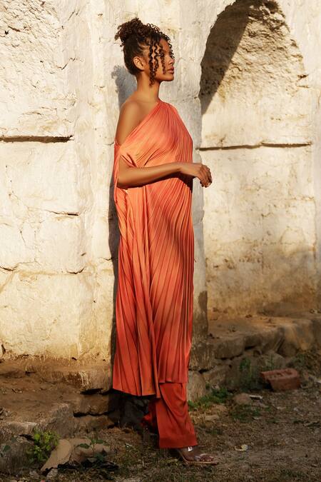 Buy_Zwaan_Orange Satin Plain Solid Pant_Online_at_Aza_Fashions