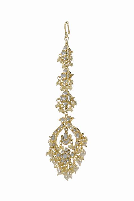 Buy_Ishhaara_Gold Plated Pearl Embellished Maangtikka _Online_at_Aza_Fashions
