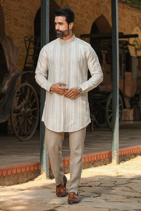 Buy_Raw & Rustic By Niti Bothra_Beige Bandi And Kurta 60 , Pant 40 Reversible Moroccan Bundi & Set_Online_at_Aza_Fashions