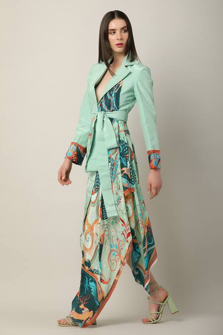 Shop_Limerick By Abirr N' Nanki_Multi Color Crepe Kira Printed Asymmetric Skirt _Online_at_Aza_Fashions