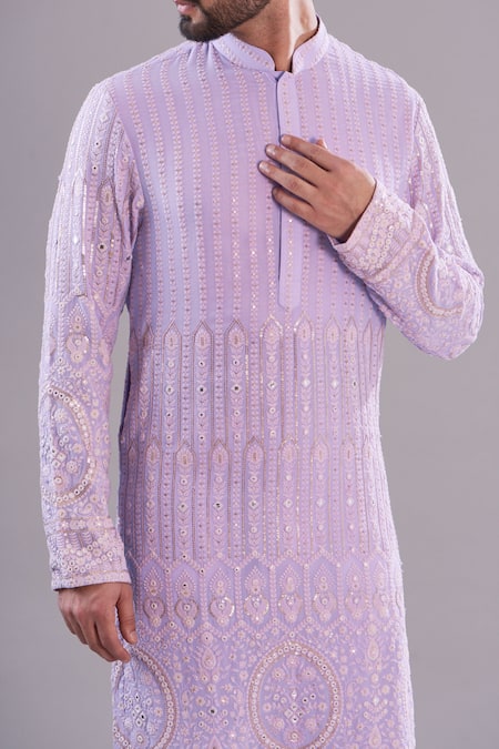Buy Kasbah Purple Georgette, Cotton Sequins, Embroidery Thread Work Pastel Kurta Online at Aza Fashions Buy_Kasbah_Purple Georgette, Cotton Sequins, Embroidery Thread Work Pastel Kurta _Online_at_Aza_Fashions