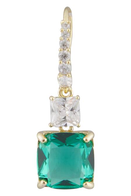 Buy_Minaki_Green Crystals, Diamonds Embellished Cubic Zirconia Earrings_Online_at_Aza_Fashions