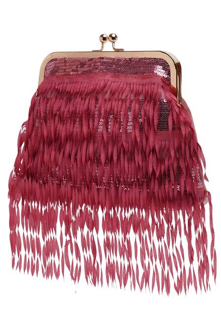 Buy Richa Gupta Pink Embroidery, Fringe Sequin And Detail Clutch Online at Aza Fashions Buy_Richa Gupta_Pink Embroidery, Fringe Sequin And Detail Clutch_Online_at_Aza_Fashions