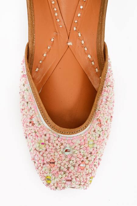 Buy_Miar Designs_Pink Kaira Sequin Embroidered Juttis _Online_at_Aza_Fashions