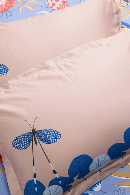 Buy_Kyoona_Blue 100% Cotton, Satin Weave Flora And The Forest Of Adventures Bedsheet Set_Online_at_Aza_Fashions