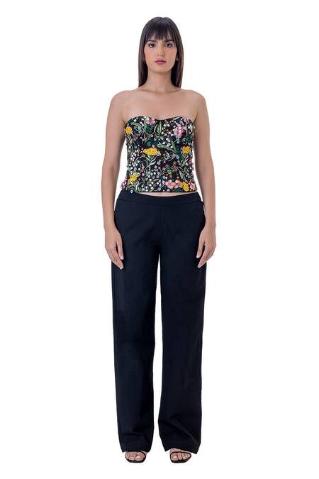 Buy_Gaya_Multi Color Cotton Embroidered Floral Sweetheart Neck Corset _Online_at_Aza_Fashions