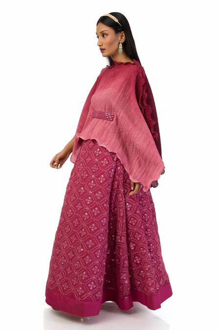Buy Meghna Shah Maroon Chiffon, Georgette Sequins, Textured Pattern Kaftan Top And Skirt Set Online at Aza Fashions Buy_Meghna Shah_Maroon Chiffon, Georgette Sequins, Textured Pattern Kaftan Top And Skirt Set _Online_at_Aza_Fashions