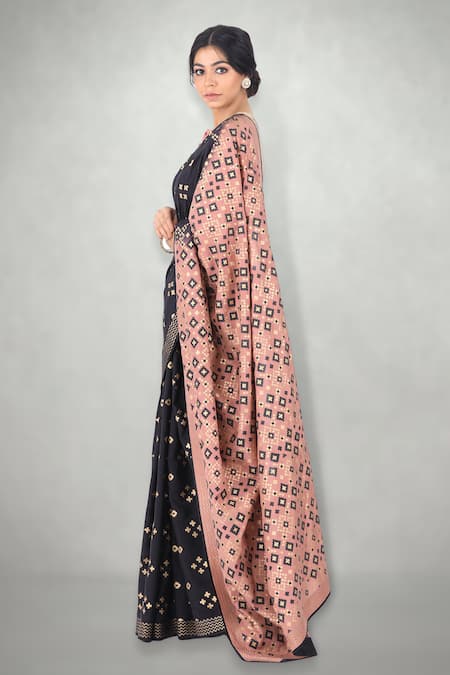 Buy I Am Design Black Silk Ikat Print Ombre Saree Online at Aza Fashions Buy_I Am Design_Black Silk Ikat Print Ombre Saree _Online_at_Aza_Fashions