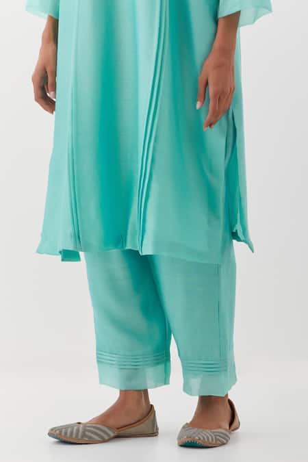 Buy Amisha Kothari Blue Chanderi , Organza Embroidery Kurta Set With Cut-work Hem Dupatta Online at Aza Fashions Buy_Amisha Kothari_Blue Chanderi , Organza Embroidery Kurta Set With Cut-work Hem Dupatta _Online_at_Aza_Fashions