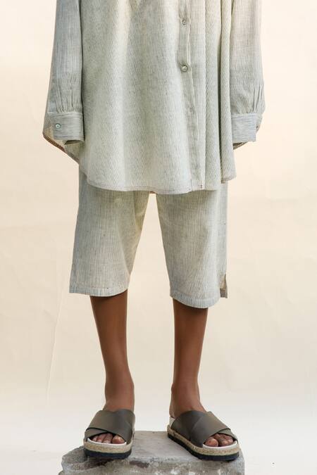 Buy Urvashi Kaur Off White Cotton Kai Stripe Pattern Pant Online at Aza Fashions Buy_Urvashi Kaur_Off White Cotton Kai Stripe Pattern Pant _Online_at_Aza_Fashions