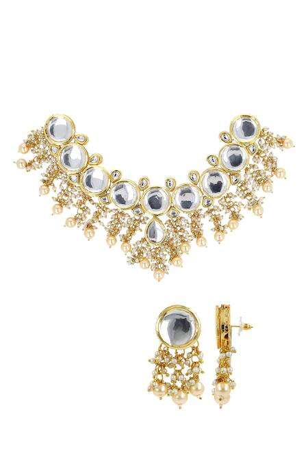 Buy Ishhaara Gold Plated Beads, Diamonds Kundan Stone Embellished Necklace Set Online at Aza Fashions Buy_Ishhaara_Gold Plated Beads, Diamonds Kundan Stone Embellished Necklace Set _Online_at_Aza_Fashions