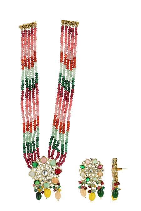 Buy Ishhaara Multi Color Stones Navaratna Embellished Necklace Set Online at Aza Fashions Buy_Ishhaara_Multi Color Stones Navaratna Embellished Necklace Set _Online_at_Aza_Fashions