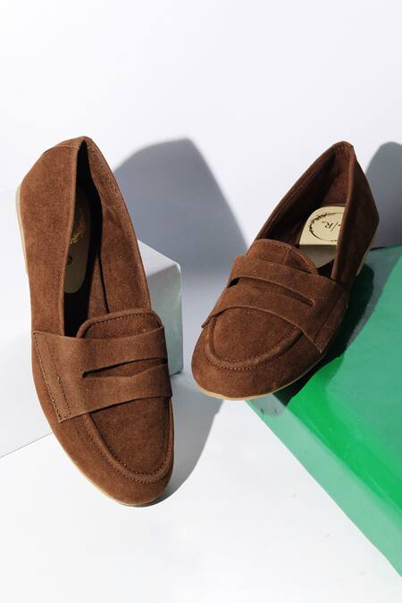 Buy_Myra_Brown Cutwork Loafers_Online_at_Aza_Fashions