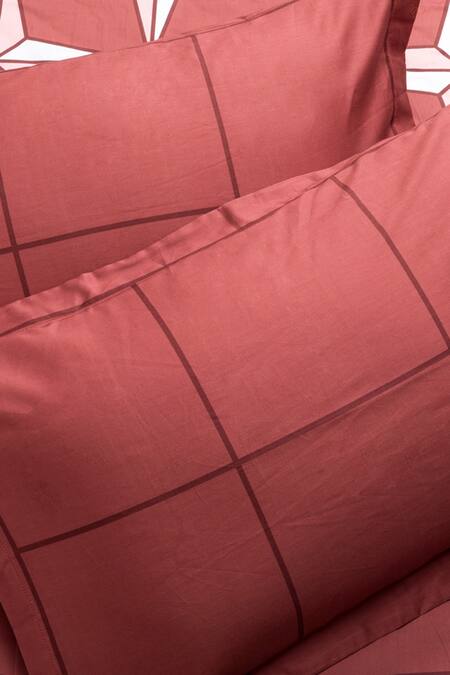 Buy_Kyoona_Orange 100% Cotton Print Holy Azulejos Bedsheet Set_Online_at_Aza_Fashions