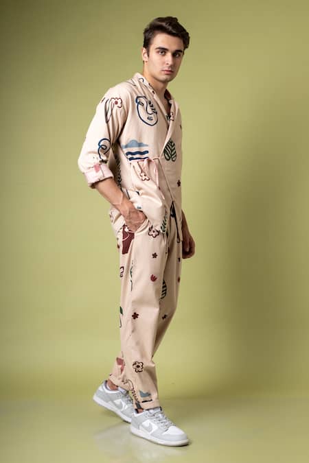 Buy Doodlage Beige Twill Abstract Print Wrap Shacket Online at Aza Fashions Buy_Doodlage_Beige Twill Abstract Print Wrap Shacket_Online_at_Aza_Fashions