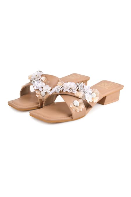 Buy_Kaltheos_Beige Embellished Luna Strappy Block Heel Sandals_Online_at_Aza_Fashions