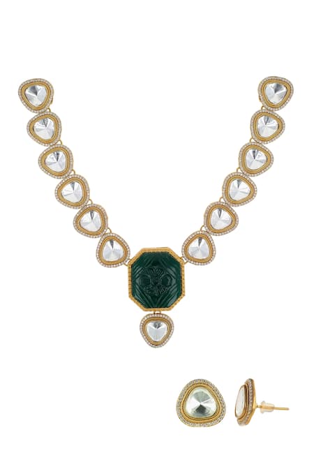 Buy Ishhaara Multi Color Stones Kundan Embellished Necklace Set Online at Aza Fashions Buy_Ishhaara_Multi Color Stones Kundan Embellished Necklace Set _Online_at_Aza_Fashions