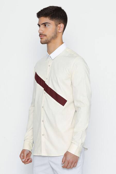 Buy_Lacquer Embassy_Yellow 100% Cotton Solid Trig Shirt _Online_at_Aza_Fashions