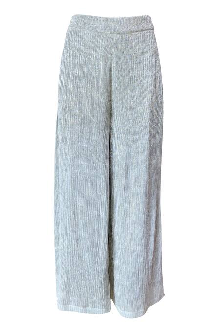 Buy_Dash And Dot_Silver 100% Polyester One Shoulder Draped Top And Pant Set_Online_at_Aza_Fashions