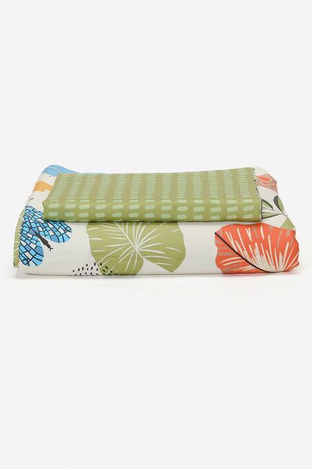 Buy_Kyoona_Green 100% Cotton, Satin Weave Flora And The Forest Of Adventures Bedsheet Set_Online_at_Aza_Fashions