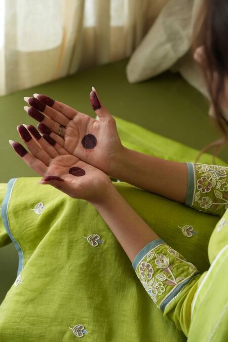 Buy Kanika Sharma Green Silk, Georgette, Embroidery, Zari, Pearls Kurta Pant Set Online at Aza Fashions Buy_Kanika Sharma_Green Silk, Georgette, Embroidery, Zari, Pearls Kurta Pant Set _Online_at_Aza_Fashions