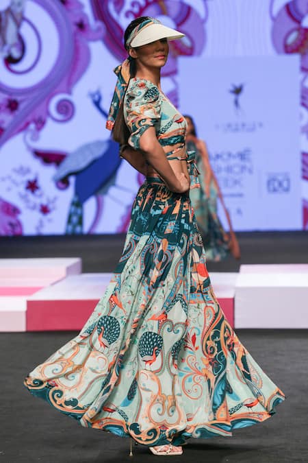 Limerick By Abirr N' Nanki_Multi Color Crepe Lile Printed Skirt _Online_at_Aza_Fashions