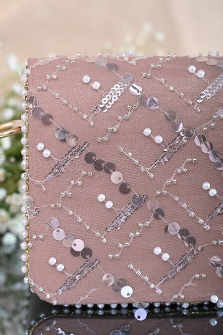 Buy_Miar Designs_Pink Sequin Gargi Embellished Box Clutch_Online_at_Aza_Fashions