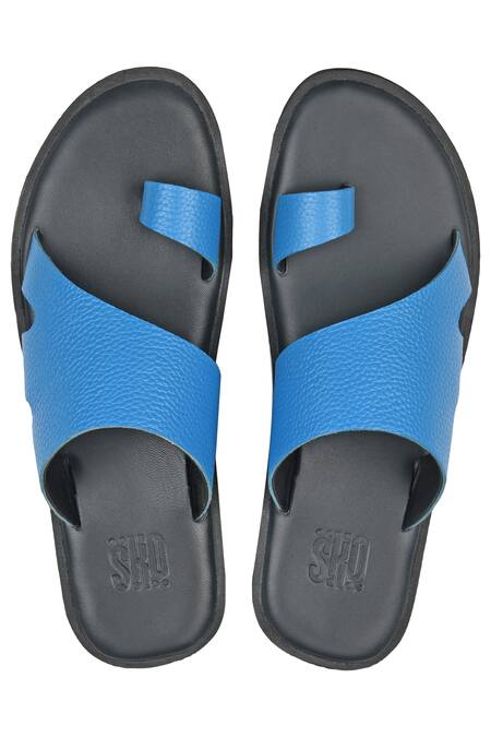 SKO Blue Leather Strappy Flats 
