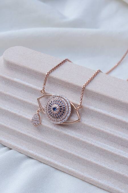 Buy_Anushka Jain Jewellery_Gold Plated Evil Eye Pendant Necklace_Online_at_Aza_Fashions