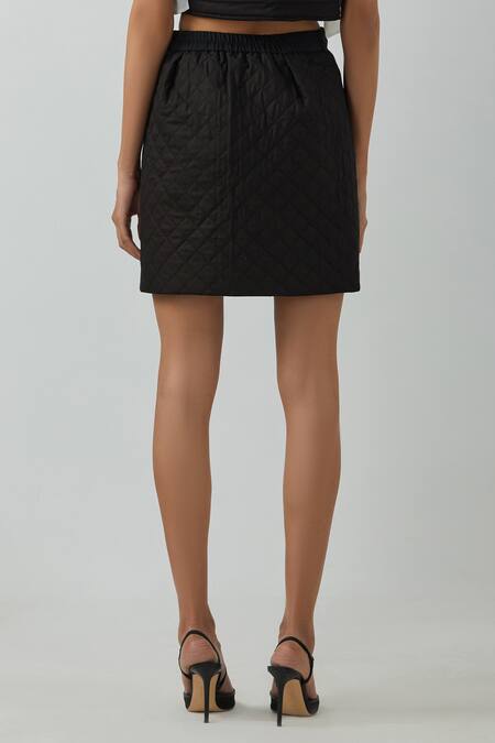 Buy_The Indian Cause_Black Cotton Square Neck Side Tie-up Armour Vest And Skirt Set_Online_at_Aza_Fashions