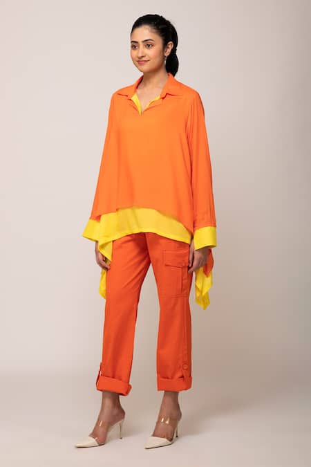 Layered Cotton Top in Orange