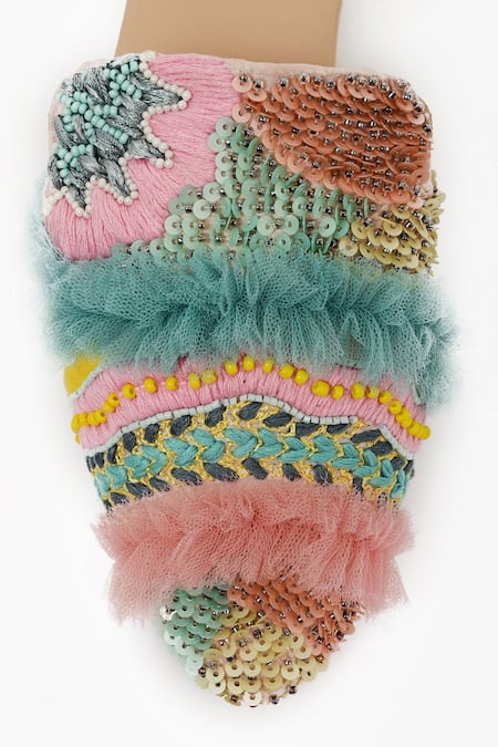 Buy_Miar Designs_Blue Thread And Sequins Zunaira Frill Embellished Mules_Online_at_Aza_Fashions