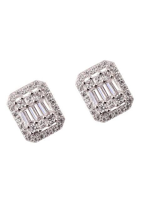 Buy_The Jewel Factor_Silver Plated Crystals Embellished Studs_Online_at_Aza_Fashions